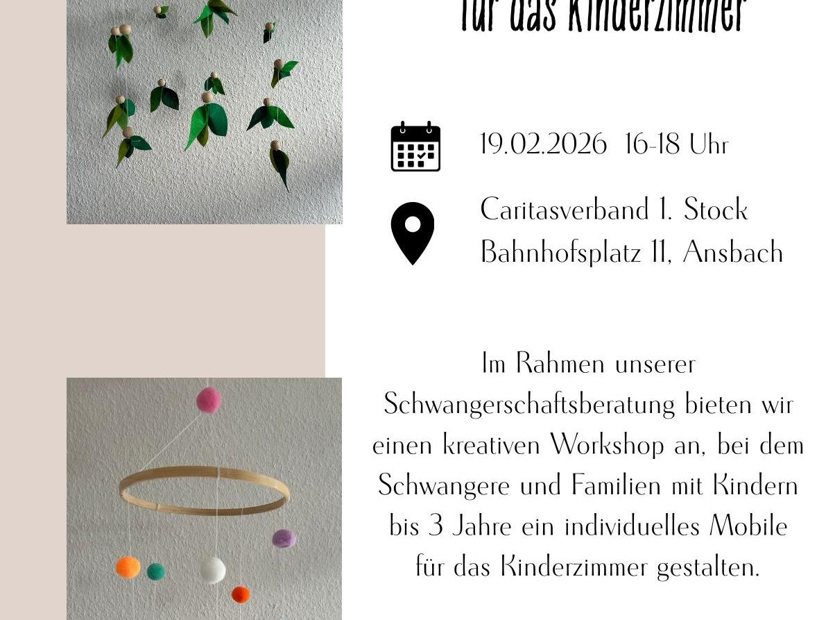 Basteln eines Mobiles für das Kinderzimmer (c) Caritas Ansbach Basteln eines Mobiles für das Kinderzimmer