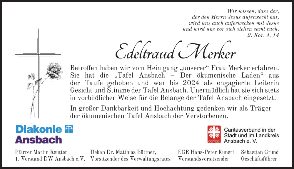 Traueranzeige Edeltraud Merker (FLZ 21.03.25)
